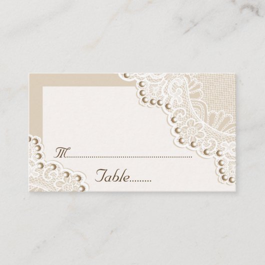 De Placement Dentelle blanche avec perles mariage carte (Devant)