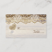 De Placement Dentelle blanche & coeur sur bois mariage carte pl (Dos)