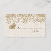 De Placement Dentelle blanche et coeur sur burlap mariage carte (Dos)