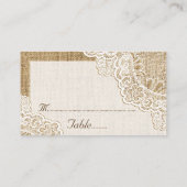 De Placement Dentelle blanche rustique sur burlap mariage carte (Dos)