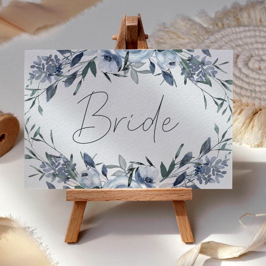 De Placement Dusty Blue Flowers Mariage Réservé Carte Place