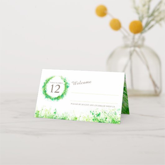 De Placement Eau verte herbe mariage carte place (Devant)