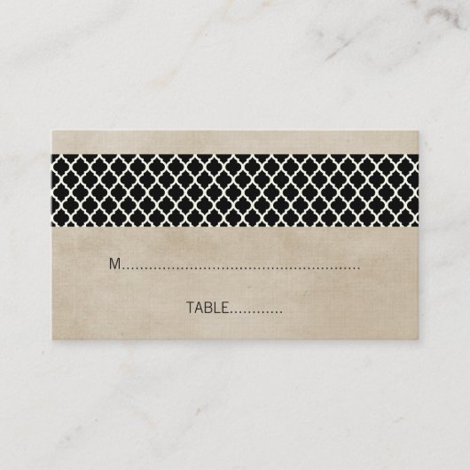 De Placement Ebony Rustique Quatrefoil Mariage Carte Place (Devant)