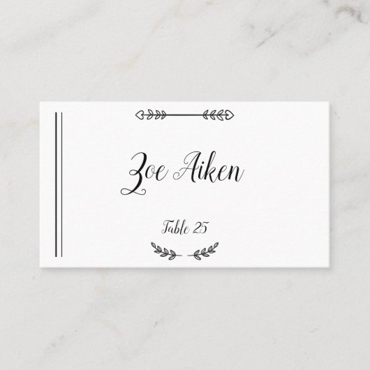De Placement Elégant Country Chic Rustic Mariage Carte Place (Devant)