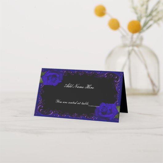 De Placement Elégant Goth Blue Roses table carte place (Devant)