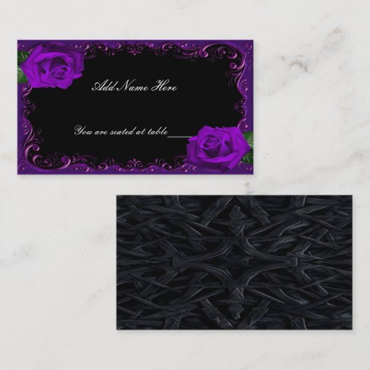 De Placement Élégant Goth violet Roses table carte place (Devant / Derrière)