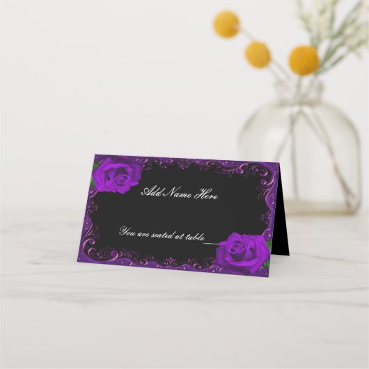 De Placement Élégant Goth violet Roses table carte place (Devant)