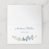 De Placement Elégant Mariage bleu Floral Plaqué Carte Place (Extérieur déplié)