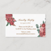 De Placement Elégant rouge floral Rustique mariage carte RSVP (Devant)