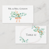 De Placement Elégante carte d'escorte florale Eucalyptus Green  (Devant / Derrière)