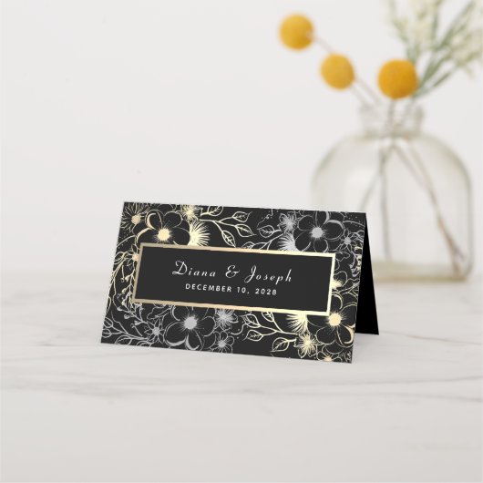 De Placement Elégante carte Mariage Black Gold (Dos)