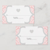 De Placement Elégante carte mariage damassé rose, gris (Devant / Derrière)
