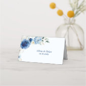 De Placement Elégante carte Mariage Floral Bleu (Dos)