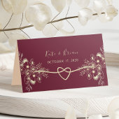 De Placement Elégante carte Mariage Floral Bourgogne