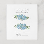 De Placement Elégante carte Mariage Floral Hydrangea Blue (Extérieur déplié)