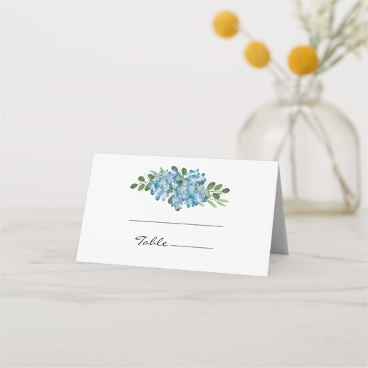 De Placement Elégante carte Mariage Floral Hydrangea Blue (Devant)