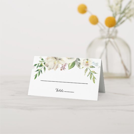 De Placement Elégante carte Mariage hiver White Peony (Devant)