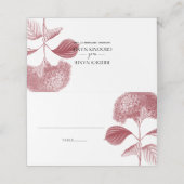 De Placement Elégante carte Mariage Hydrangea Bourgogne (Extérieur déplié)