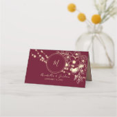 De Placement Elégante carte Mariage Monogram Bourgogne (Dos)