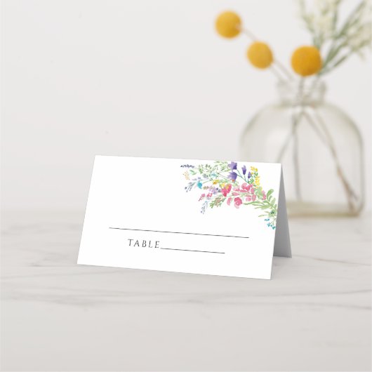 De Placement Elégante carte Mariage Wilflowers colorée (Devant)