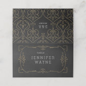 De Placement Elégante noir moderne classique mariage carte plac (Extérieur déplié)