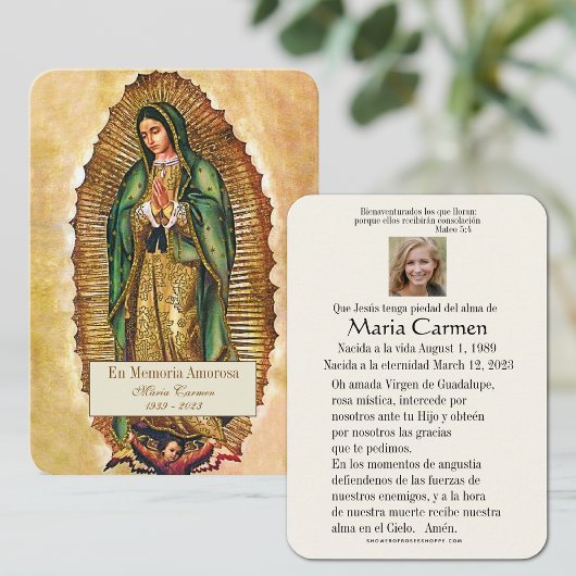 De Placement Espagnol Guadalupe Marie Prière funéraire Carte Sa