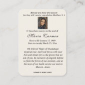 De Placement Espagnol Guadalupe Marie Prière funéraire Carte Sa (Dos)