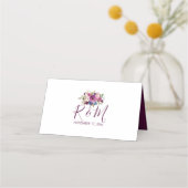 De Placement Fête des mariées Florale violet/Mariage Carte Plac (Dos)