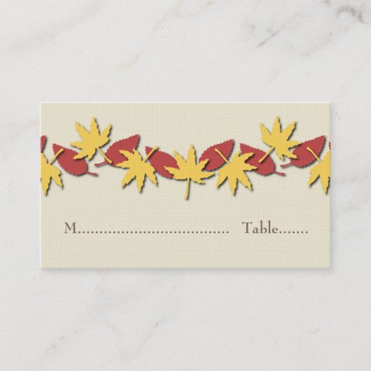 De Placement Feuilles Automne Carte Bordure, Jaune/Rouge (Devant)