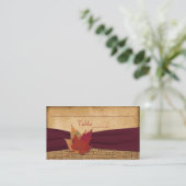 De Placement Feuilles d'automne, FAUX Burlap Carte Place - Vin (Debout devant)