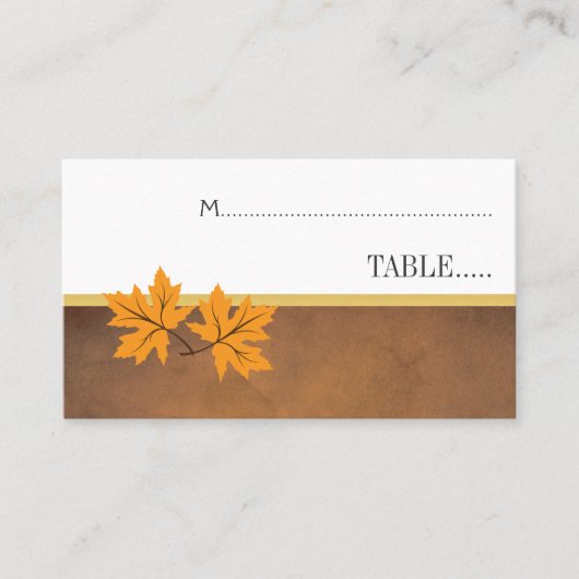 De Placement Feuilles d'érable orange sur carte mariage brun (Devant)