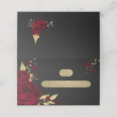 De Placement fleurs bordeaux or feuille noir carte place (Extérieur déplié)