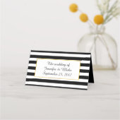 De Placement Fleurs et rayures Mariage Plaqué Carte Place (Dos)