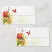 De Placement Fleurs vert rouge + carte mariage papillon (Devant / Derrière)