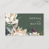De Placement Floral blanc | Carte Mariage Vert foncé (Dos)