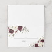 De Placement Floral Bourgogne Blanc Vert Élégant Carte Place (Extérieur déplié)