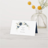 De Placement Floral Navy Bleu Blanc Vert Mariage Carte Place (Dos)