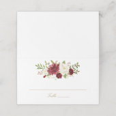 De Placement Floral Rouge Bourgogne Blanc Élégant Carte Place (Extérieur déplié)