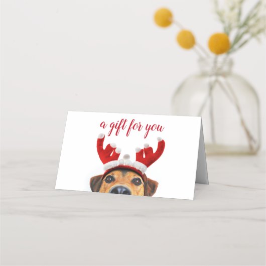 De Placement Fun mignon Chien Reindeer Headband Christmas Carte (Devant)