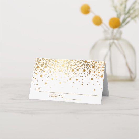 De Placement Gold Confetti Dots Mariage Réception Carte Place (Devant)