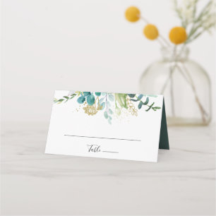 De Placement Gold Floral Tropical Greenery Carte Mariage Place