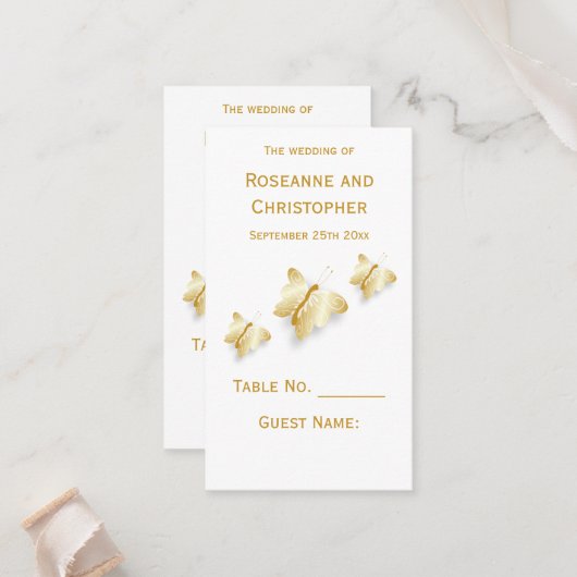 De Placement Gold Mariage Place Paramètre Carte Papillons Desig (Devant/Arrière en situation)