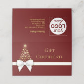 De Placement Gold Snowflakes White Bow Christmas Tree carte cad (Extérieur déplié)