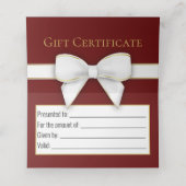 De Placement Gold Snowflakes White Bow Christmas Tree carte cad (Intérieur déplié)