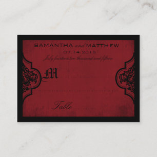 De Placement Gothique Damask Red Grunge Mariage Carte Place