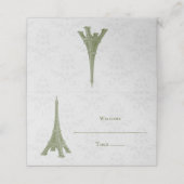 De Placement Green Eiffel Tower Damask Réception Carte Place (Extérieur déplié)