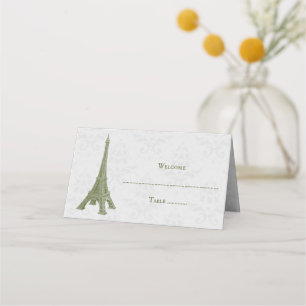 De Placement Green Eiffel Tower Damask Réception Carte Place