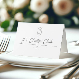 De Placement Initiales modernes, mariage élégant Carte Place pl