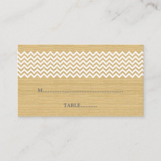 De Placement Ivory Rustic Chevron Mariage Carte Place (Devant)