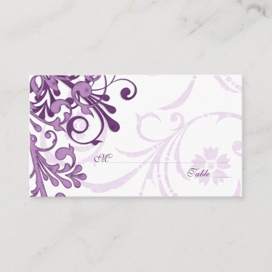 De Placement Mariage Floral blanc pourpre Place ou Escort Carte (Devant)